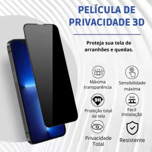 Película 3d Privacidade iPhone 7 8 X Xr 11 12 13 14 Pro Max